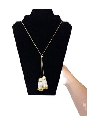 Women's Unbranded Gold & White Tassel Necklace One Size